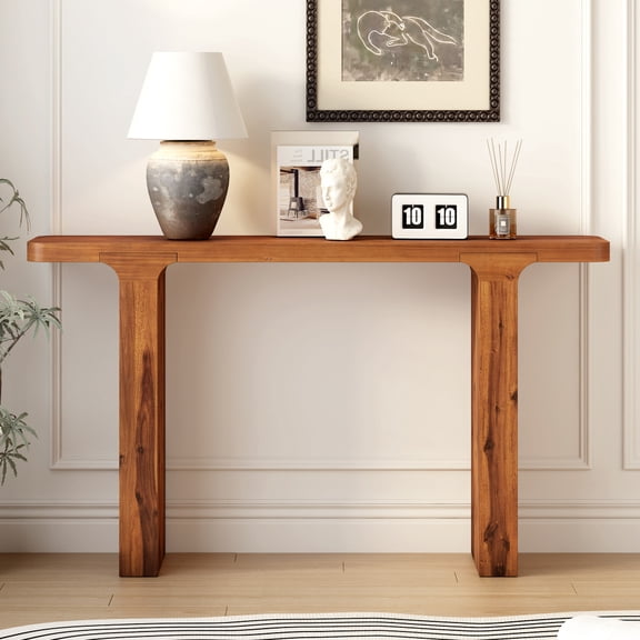 Elegant Acacia Veneer Entryway Table For Entryway, Hallway, Living Room, Foyer, Corridor, Natural