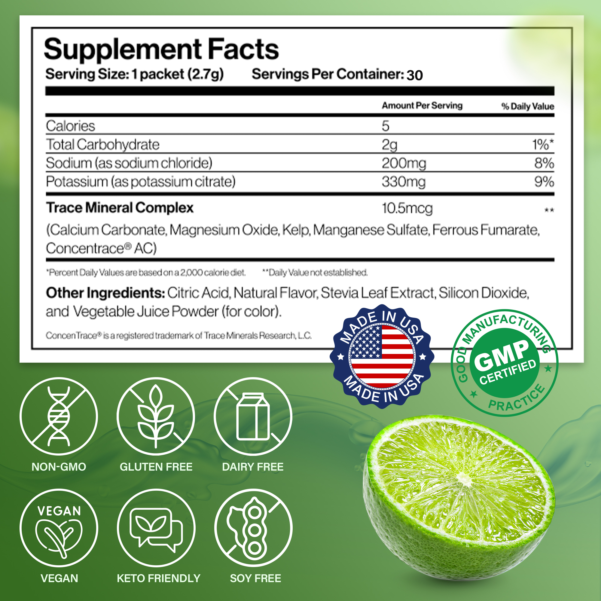 Dr. Price’s Electrolyte Mix – Lemon Lime Flavor, 30 Packets | Sugar-Free Hydration Powder with Trace Minerals