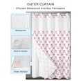 thumbnail image 2 of No Hook Cloth Fabric Shower Curtain with Snap in Liner, Cute Pink Bow Waterproof Shower Curtains Set with See Through Top Window, White Sweet Modern Watercolor Bath Curtains Shower 36"x72", 2 of 6