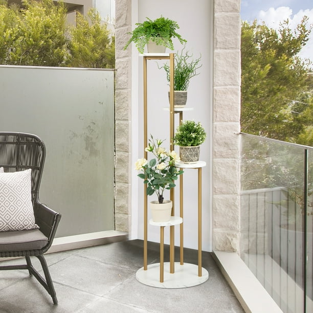 Topbuy 4 Tier Metal Plant Stand Indoor 48.5 Tall Plant Shelf for