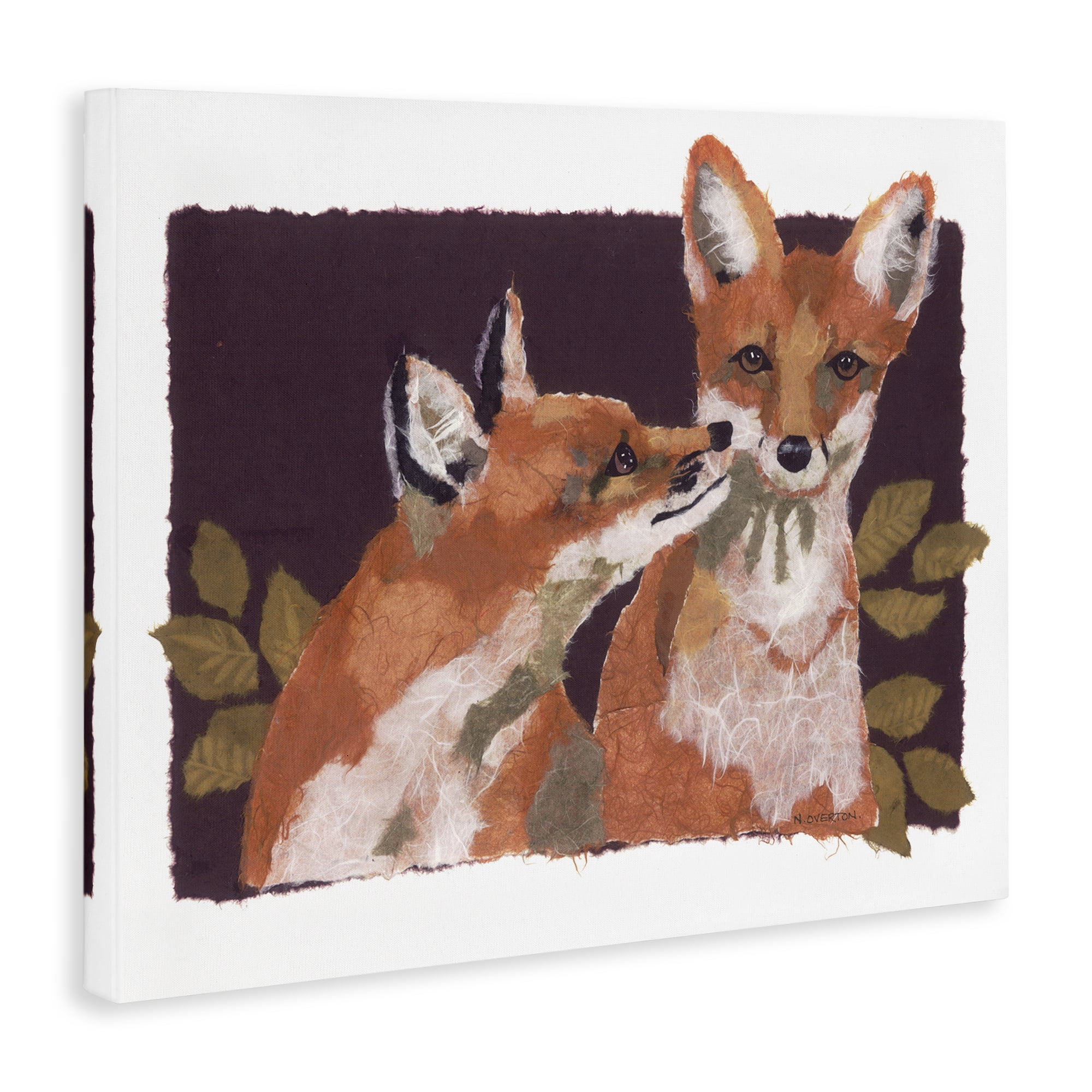 Stupell Industries Woodland Foxes & Leaves Animals & Insects Painting Gallery Wrapped Canvas Art Print Wall Art, 20 x 16