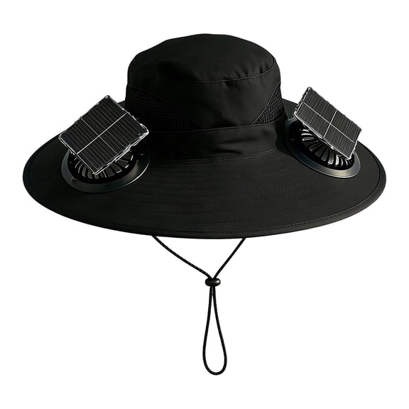 Solar Powered Fan Hat with 2 USB Solar Charging Removable Fans, UPF 50 Wide Brim Sun Hat for Outdoor Fishing, Hiking Gardening