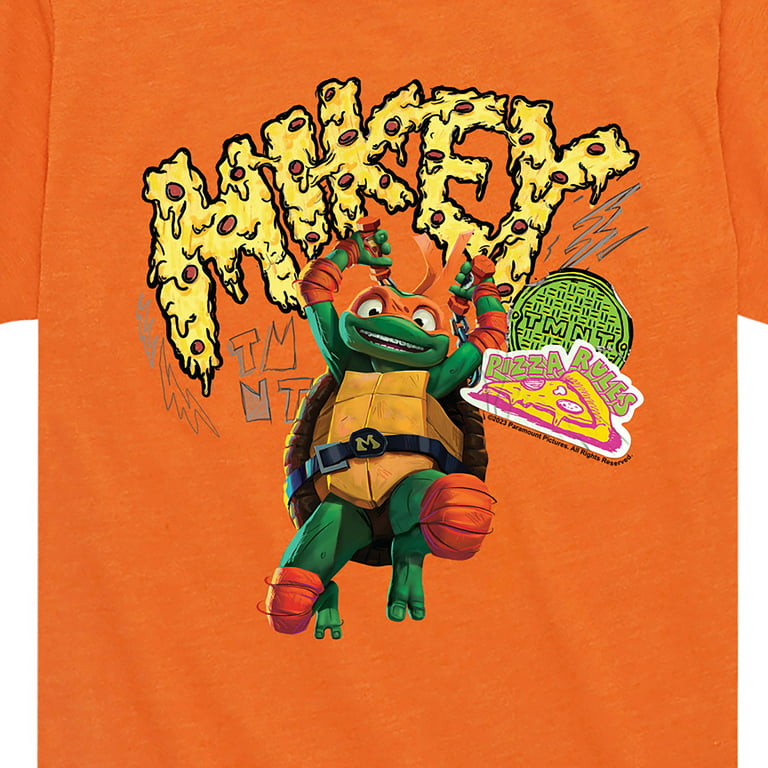 Teenage Mutant Ninja Turtles: Mutant Mayhem - Michelangelo AKA Mikey - Pizza Rules - Toddler and Youth Short Sleeve Graphic T-Shirt, Toddler Unisex