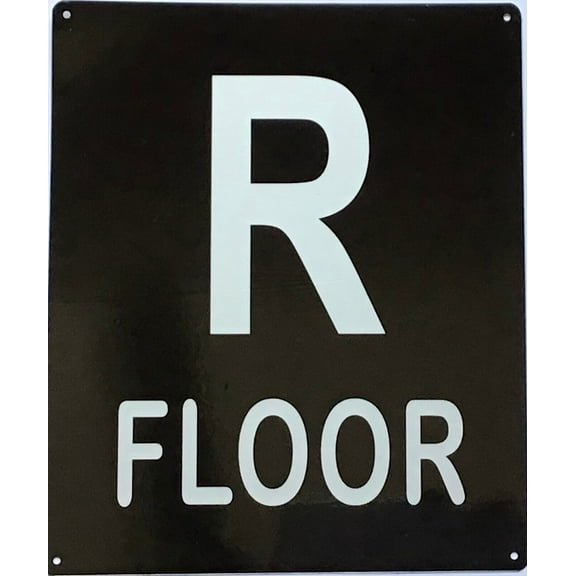 R FLOOR SIGN (10X12,Black Aluminum) -ref21422