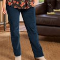 thumbnail image 2 of SDNall Pantalons pour Femmes Poches Solides en Velours Côtelé, 2 of 9