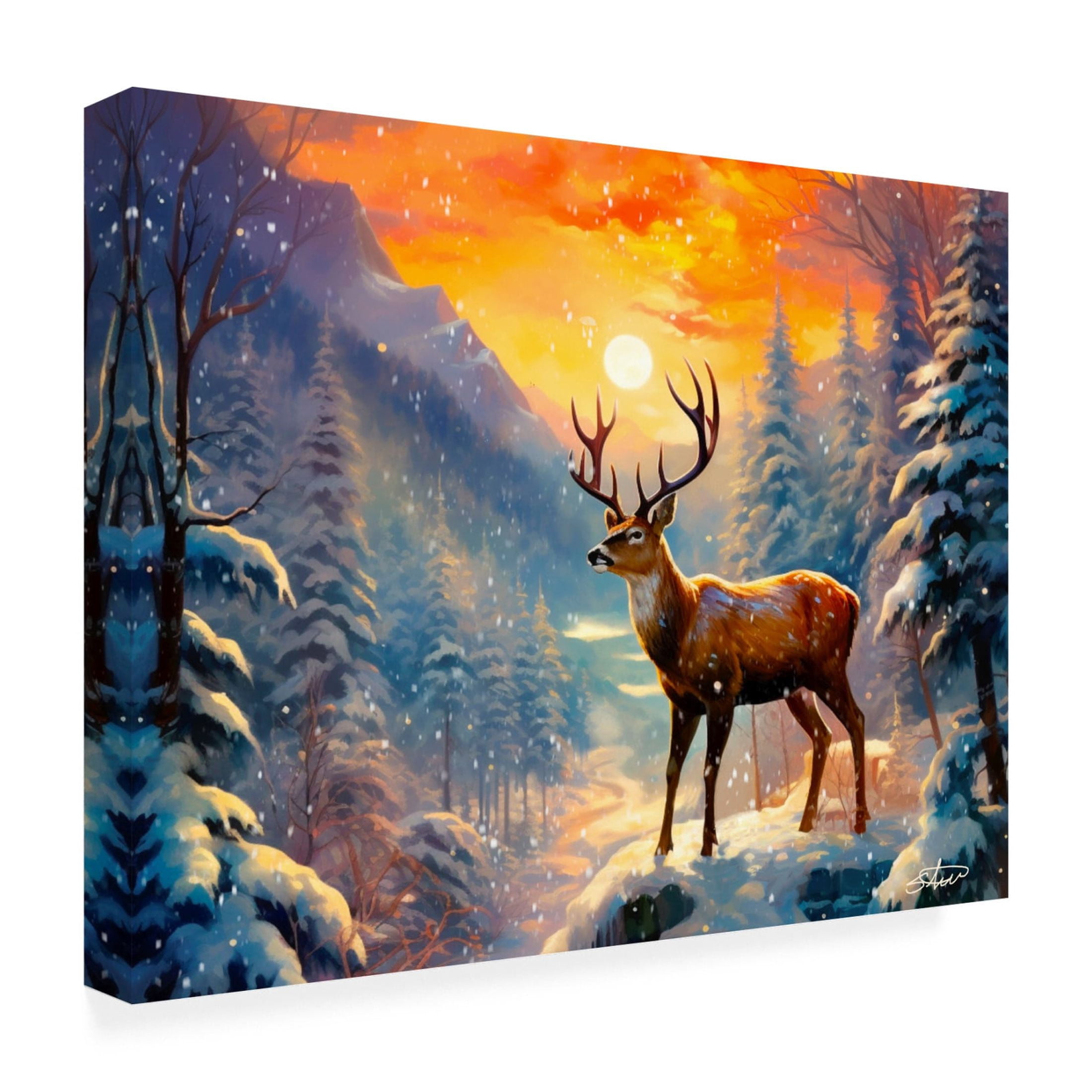 Canvas Wall Art - Stewart 'Evening Snow' Wall Art for Living Room, Bedroom, or Office Décor by Trademark Fine Art - 19 x 14 Inches