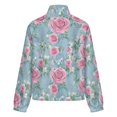 thumbnail image 6 of Jackets for Women Winter Coat Jackets Flannel Stand Collar Jacket(Floral Blue Pink Pattern,Size:S-4XL), 6 of 7