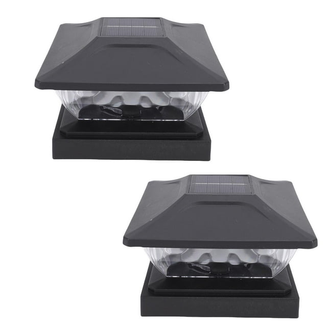 2 Pack Solar Post Light, LED Warm and White Lighting Solar Powered Deck Light, 200mAh Battery Powered Weather Proof Solar Fence Post Light for Garden Patio Porch Gate Column
