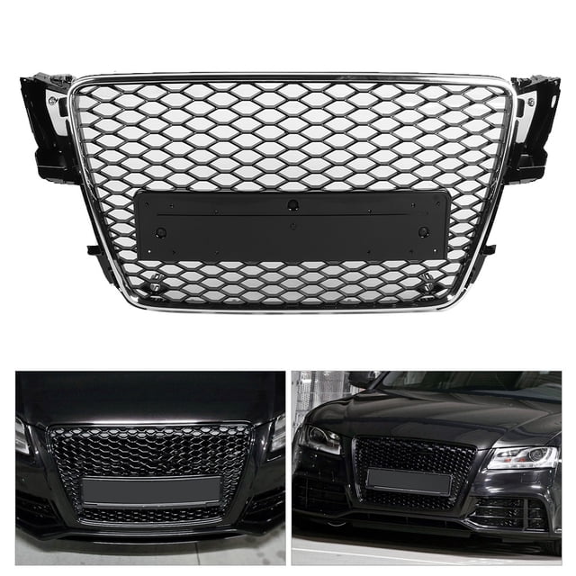 Front Intake Grill Hex Mesh Grille Full Black Refit For RS5 Style Fits For A5 S5 B8 2008-2011