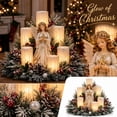 thumbnail image 2 of Christmas Lighted Centerpiece, Flameless Candle Glow Angel Table Decor with LED Candles, Frosted Greenery Holiday Accents, 2 of 5