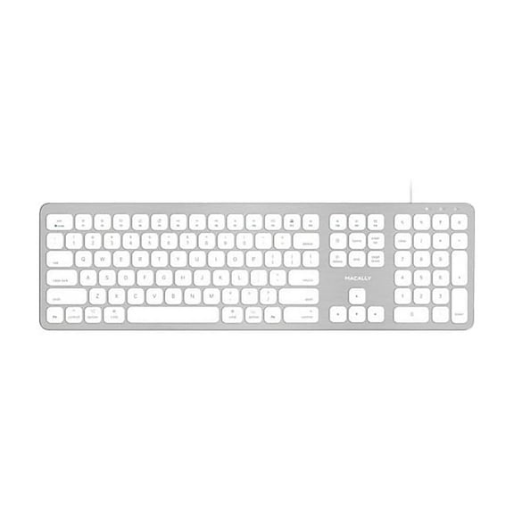 Macally Ultra Slim Wired Keyboard White/Gray (WKEYHUBMB)