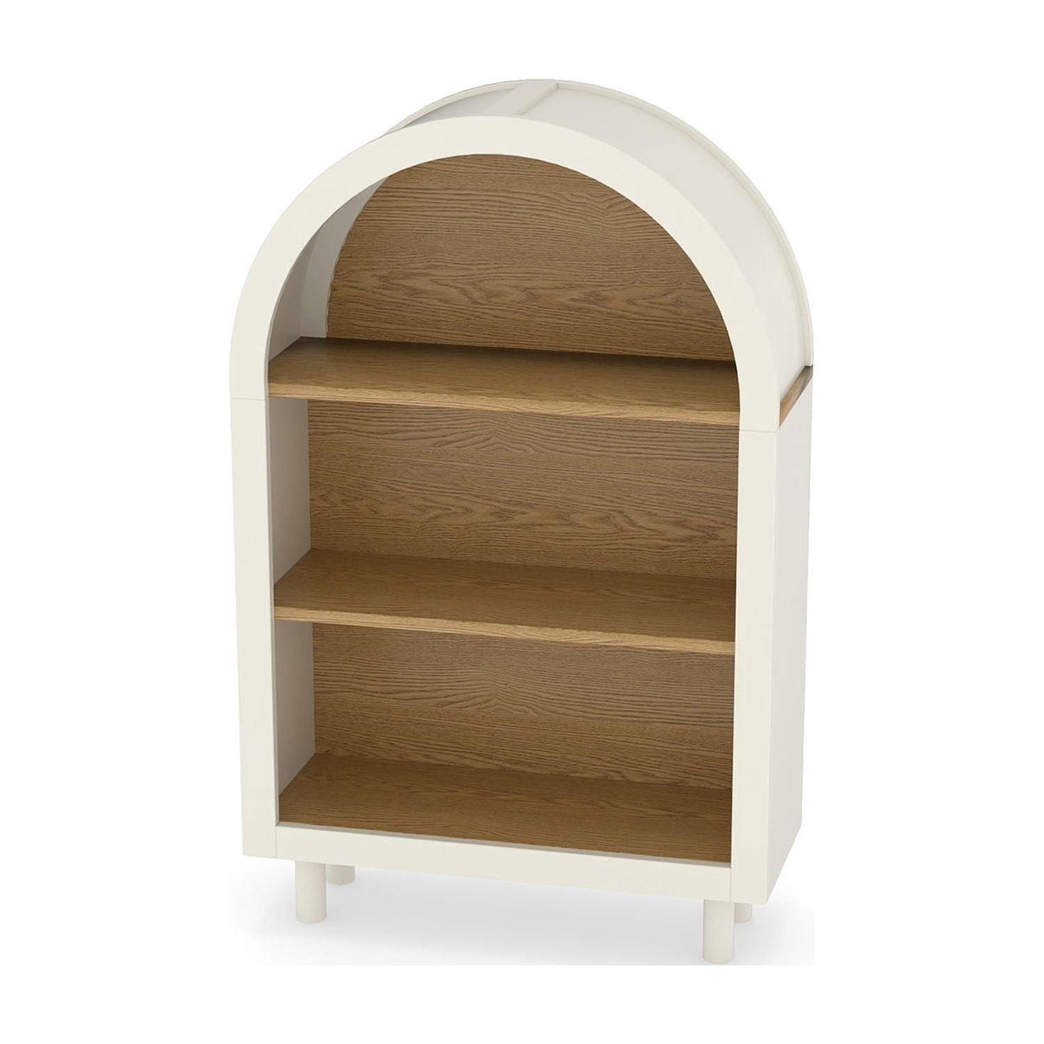 Hommoo 3-Tier Shelves Arched Bookcase Storage Cabinet,Wooden Modern 37.4"H Arched Top Bookshelf for Living Room, Bedroom, Entryway, White Oak
