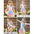 thumbnail image 5 of Oudiya 3-9 Years Ruffle Sleeve Ballet Leotard Rainbow Dance Dress Tutu Skirt Outfits for Girls Gymnastics, 5 of 5
