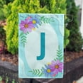 thumbnail image 3 of America Forever Spring Monogram Garden Flag Letter J 12.5 x 18 inches Double Sided Vertical Outdoor, Yard, Lawn, Pink and Blue Flowers, Cosmos, Leaves, Summer Flower Garden Flag, 3 of 5