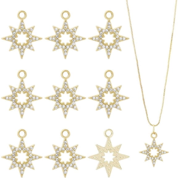 40Pcs Rhinestone Star Pendant Charms Alloy Dainty Star Charms Golden Vintage Star Charms North Star Pendants for Jewelry Making Hole: 2mm Gold DIY