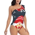 thumbnail image 3 of Pofeuu Cute Christmas Gnomes (2) Print Women's One Piece Swimsuits One Shoulder Swimwear Asymmetric Ruffle Monokinis Bathing Suits-Small, 3 of 6