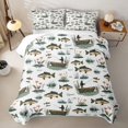 thumbnail image 2 of Erosebridal Retro Bass Fish Bed Spread Queen for Boys Men, Fisherman Boat Print Queen Coverlet Set, 3pcs, 2 of 7