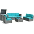 thumbnail image 4 of Gymax 8PCS Patio Rattan Sofa Sectional Conversation Furniture Set w/ Turquoise Cushion, 4 of 10