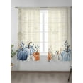 thumbnail image 2 of Sheer Curtains 72 inches Long, Orange Blue Pumpkin Eucalyptus Leaves Fall Thanksgiving Light Filtering Sheer Window Curtains Rod Pocket Voile Drapes for Bedroom Living Room, 52"W x 72"L 2 Panels, 2 of 7