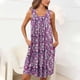 thumbnail image 1 of Camisón de mujer con estampado y bolsillos, sin mangas, plisado, cuello redondo, 1 of 7