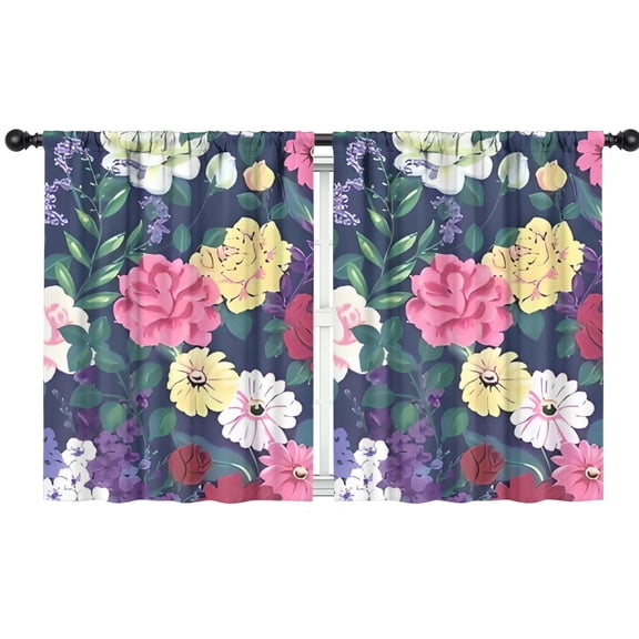 Blackout Kids Curtains,Pioneer Flower Floral Print Pattern Childrens Insulated Curtains Set Of 2,Bedroom Essentials,Toddler Room Decor 42"x54"