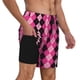 thumbnail image 2 of Balery pink and black argyle Bañador para hombre, shorts de playa de secado rápido con entrepierna y forro de compresión-Small, 2 of 6