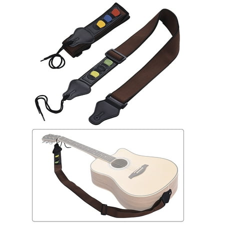 2pcs/ Pack Adjustable Guitar Shoulder Strap Microfiber + Cotton Belt Synthetic Leather Ends with Guitar Pick Pockets & 3pcs Guitar Picks for Acoustic Folk Classic Electric Guitars