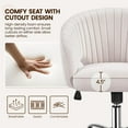 thumbnail image 3 of Wubio Home Office Chair Velvet Desk Chair, Upholstered Modern Swivel Chair with Tufted Barrel Back, Rolling Wheels for Office, Study, Vanity-Cream, 3 of 11