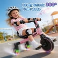 thumbnail image 4 of ‌JoyStone 3-in-1 Toddler Drifting Tricycle for Ages 1-5 Years, Kids Trike with Adjustable Handlebar & Colorful Lighting, Baby Balance Bike Ride-on Toys Gift for Boys Girls, Pink, 4 of 14