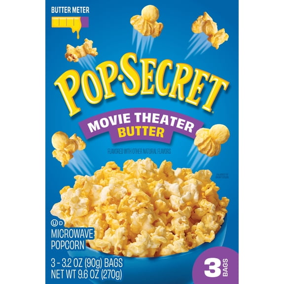 Pop Secret Microwave Popcorn, Movie Theater Butter Flavor, 3.2 oz Sharing Bags, 3 Ct