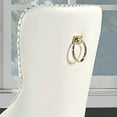 thumbnail image 4 of Modern Leatherette Dining Chairs Set of 2, Upholstered Dining Room Chairs in Button Tufted and Nailhead Trim with Metal Legs, Accent Wingback Armless Side Chair, for Living Room, White, 4 of 6