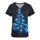 thumbnail image 4 of Blusa de Manga Corta, Cuello en V Impresión de Bolsillo Superior, Moda de la Mujer Casual Poliéster Blusa de Spandex, 4 of 4