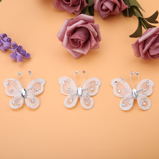 24 Mariposas Con Purpurina De Alambre De Malla, Decoración De Ropa De Mariposa, Adorno De Mariposa, Suministros De Artesanía Casera Para Ropa, Boda