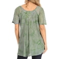 thumbnail image 2 of Sakkas Petra Women's Casual Loose Flared Corset Short Sleeve Lace Blouse Top Tunic - 2207-LtGreen - Plus Size, 2 of 5