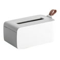 thumbnail image 1 of Caja de pañuelos Estuche de almacenamiento de papel fácil de usar Contenedor de servilletas elegante con mango de silicona para el hogar Sala Almacenamiento y organización del hogar Blanco Bewildely HA026335-01, 1 of 6