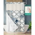 thumbnail image 2 of No Hook Shower Curtain with Snap in Liner, Morocco Geometric Lattice Blue and Grey Art Graffiti Hotel Shower Curtains for Bathroom, Washable Shower Curtain Liner Set with Mesh Top Window, 36"x72", 2 of 6