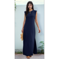 thumbnail image 6 of 2025 Women Summer Round Neck Casual Loose Split Wrinkle-Free Long Maxi Vacation Dress with Pockets, 6 of 9