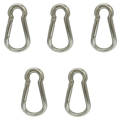 Mini Snap Gate Hook - 5 PC 5/16'' x 80mm Carabiner Spring Snap Hook Marine Stainless Steel 280 Lbs