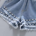 thumbnail image 6 of Fjofpr Summer Clearance Clothing under $8 Girls Shorts Size 10-12 Jean Shorts Big Girls Summer Thin Double Layer Nail Bead Elastic Waist Shining Denim Perforated Denim Shorts（4-15 Years）, 6 of 8