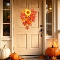 thumbnail image 4 of 20 Inch Fall Teardrop Swag with Maple Leaves Berries, Artificial Autumn Hanging Wreath for Front Door Staircase Indoor Outdoor Thanksgiving Decor (1PC, B), 4 of 9