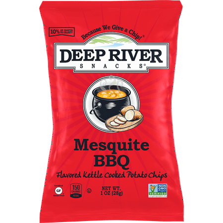 ( Best By Jul/2024) Deep River Snacks Mesquite BBQ Kettle Chips, 1oz, 80 Ct