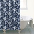 thumbnail image 4 of Blue Pioneer Flower and Paisley Pattern Shower Curtain 72"x84" ,Bathroom Decorative Shower Curtains Set with 12 Hooks,Modern Waterproof Washable Shower Curtain, 4 of 6