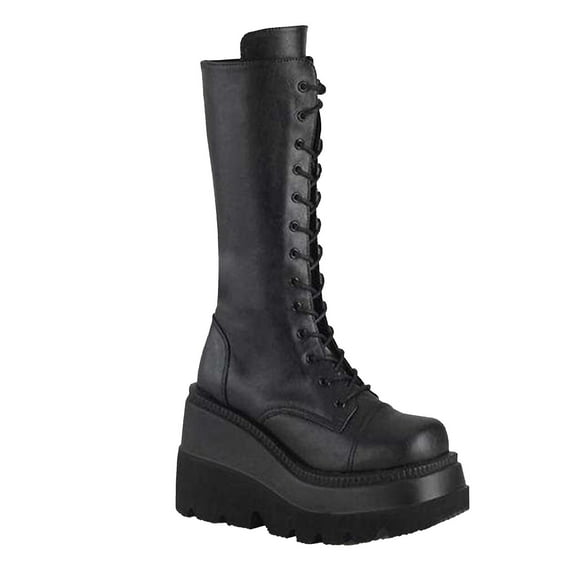 jovati Fashion Thick-soled Large Size Boots Women Autumn Platform Leather Boots