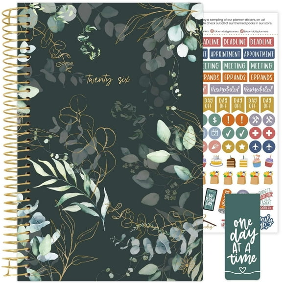 bloom daily planners 2026 Planner (January - December) Calendar Year Organizer - 5.5†x 8.25†- Weekly & Monthly Agenda Book with Stickers & Bookmark - Eucalyptus, Green