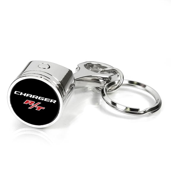 Dodge Charger R/T Piston Style Chrome Metal Key Chain Keychain