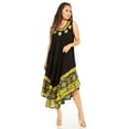 thumbnail image 5 of Sakkas Batik Flower Caftan Tank Dress / Cover Up - Black / Yellow - One Size, 5 of 5