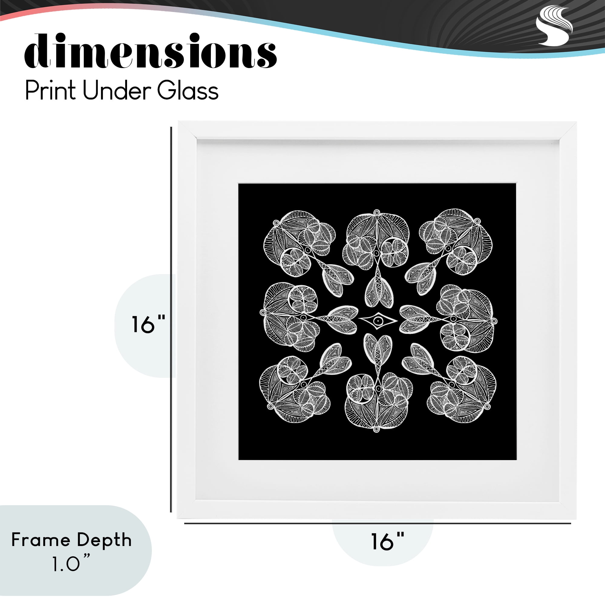Stupell Industries Rounded Symmetry Elementals White Framed Print Under Glass, design by El Perkin
