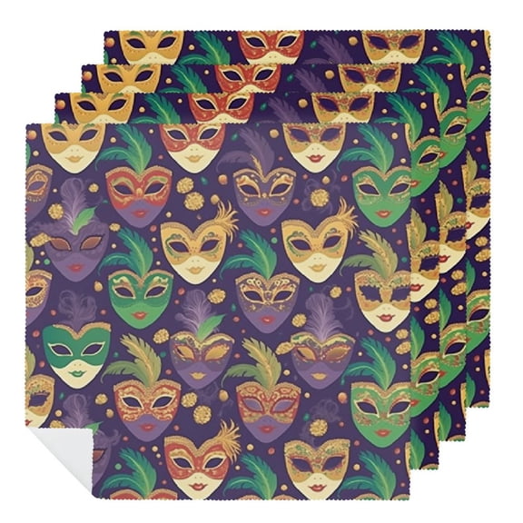 PHYHOO Mardi Gras Vintage Floral Cloth Napkins, Soft; Comfortable Polyester Dinner Napkin for Family, Restaurant, Weddings, Parties