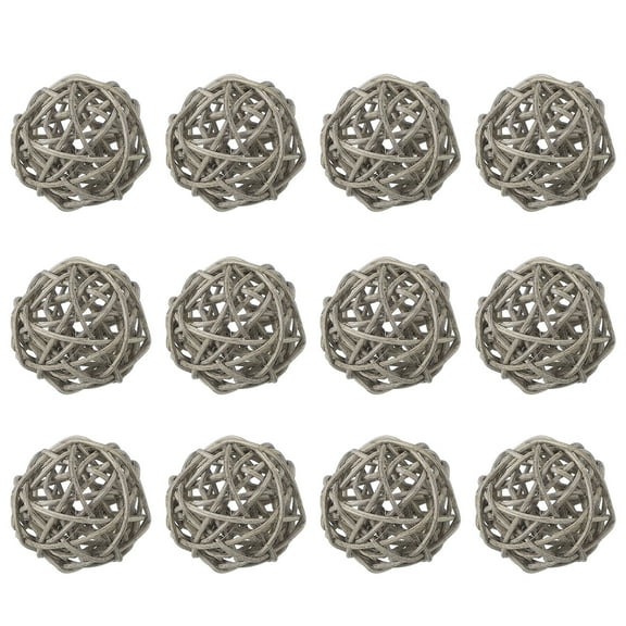 Uxcell 12 Pcs Wicker Rattan Balls 2 Inch Rattan Decorative Balls Vase Fillers for Wedding Party Centerpiece Bowls Home Decoration, Gray