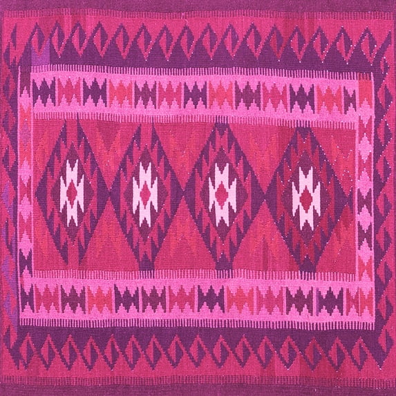 Ahgly Company Indoor Square Oriental Pink Traditional Area Rugs, 6' Square